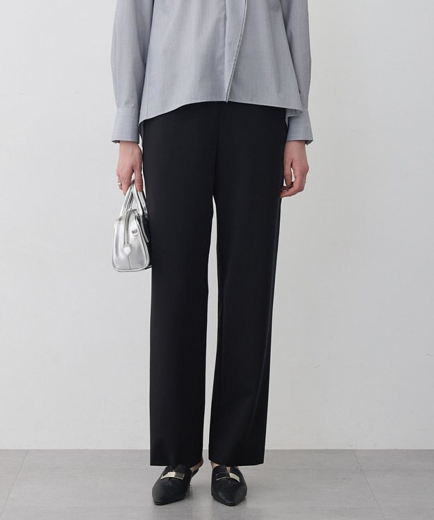 ICB ナイロンストレッチポンチ セミワイドパンツ ブラック