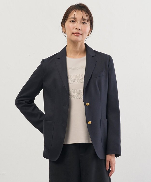 J.PRESS LADIES オックス シングル テーラードジャケット ネイビー系