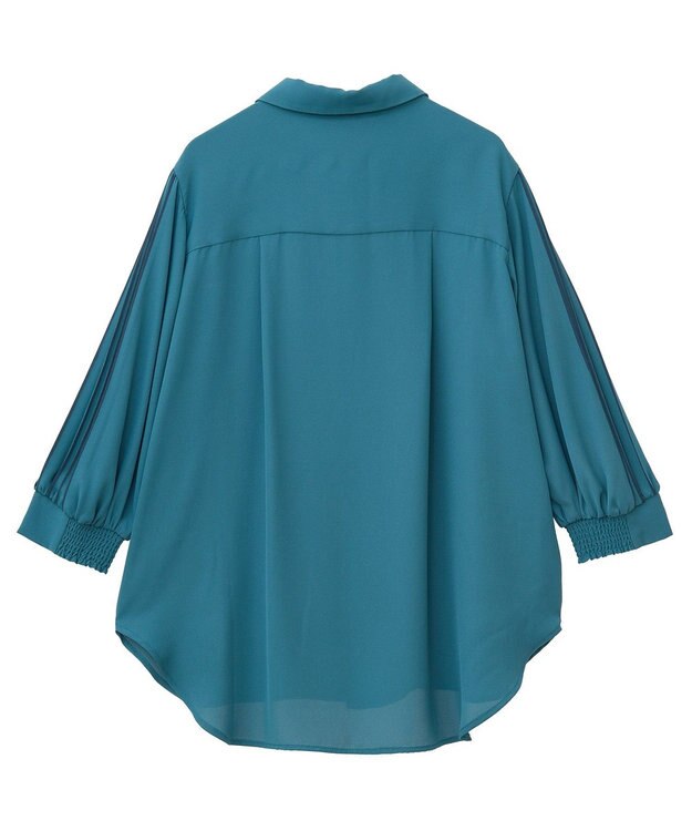 YECCA VECCA ラインプリーツスリーブシャツ Blue Green