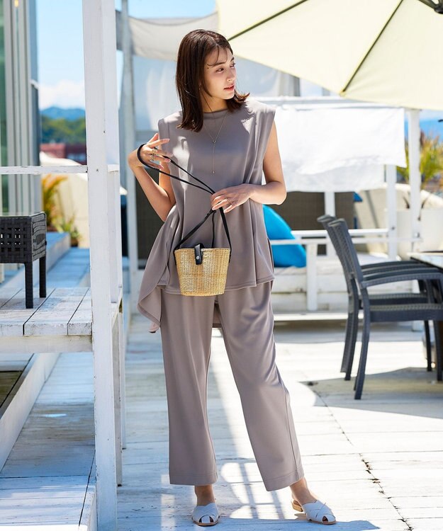 Tiaclasse 【洗える】カットツイルセットアップ（2点セット） ベージュ