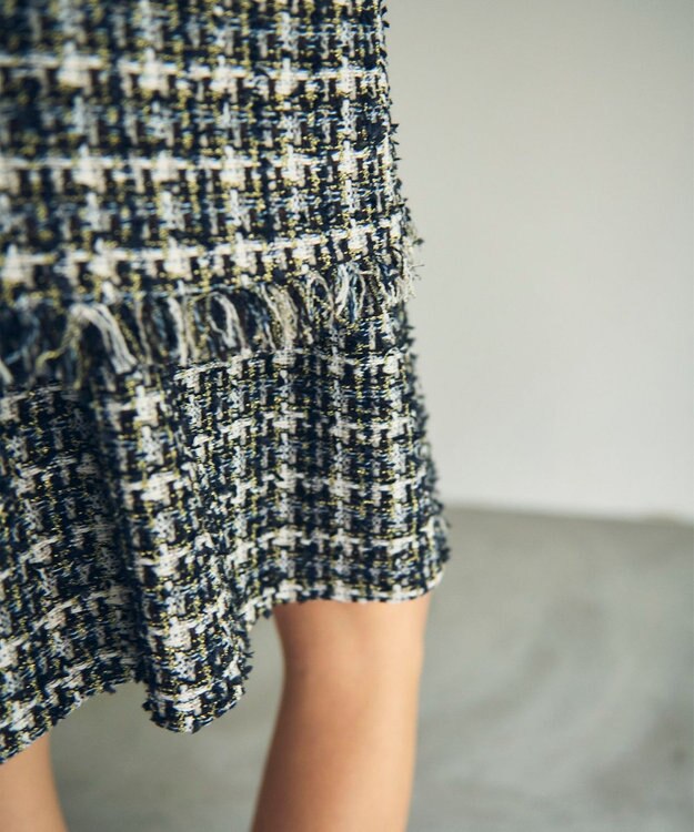 GRACE CONTINENTAL フリンジツイードジャケット ブラック