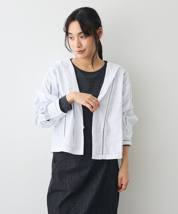 CRAFT STANDARD BOUTIQUE 梯子レースフード付きブラウス White
