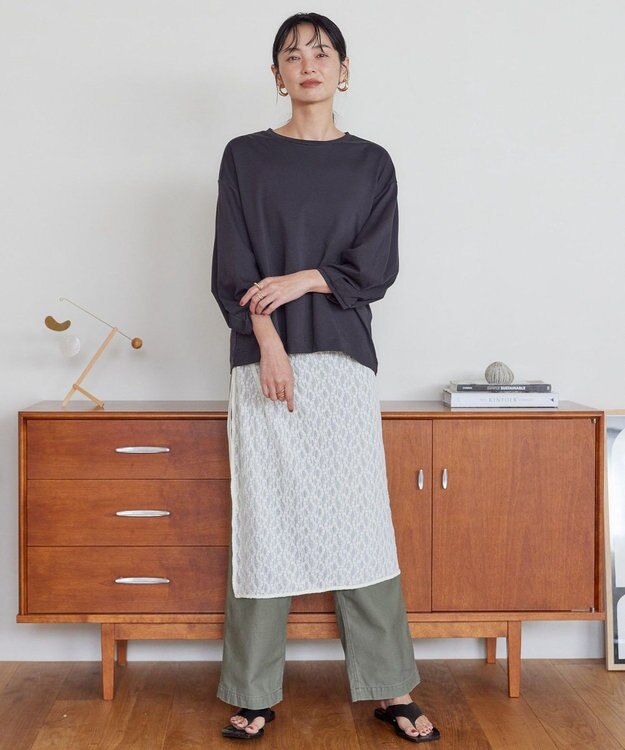 AMERICAN HOLIC 接触冷感7分袖タックスリーブカットプルオーバー Gray