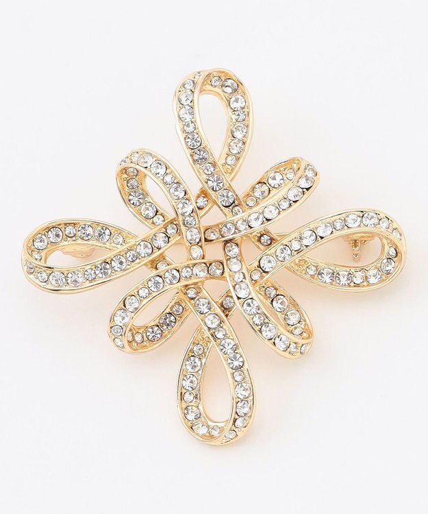 自由区 【カタログ掲載】ビジューカーブ ブローチ ゴールド