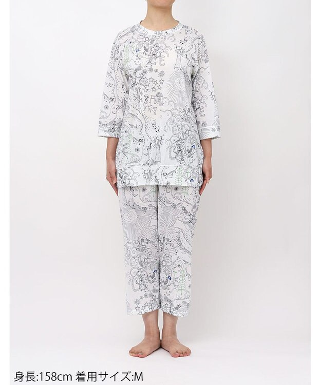 tsumori chisato SLEEP ツモリチサト パジャマ 綿100%(本体) 天竺素材 7分袖 長袖 8分丈 レディース UDT216 /ワコール アイボリー