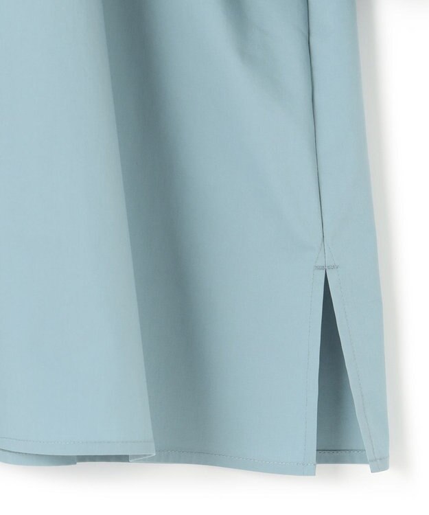 23区 L 【一部店舗限定/洗える】ハイカウントウェザーストレッチ ボウタイ付き ランタンスリーブ ブラウス ターコイズブルー系