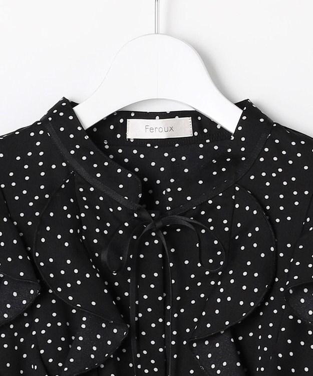 Feroux ウエストシャーリングラッフル ワンピース ブラック系1