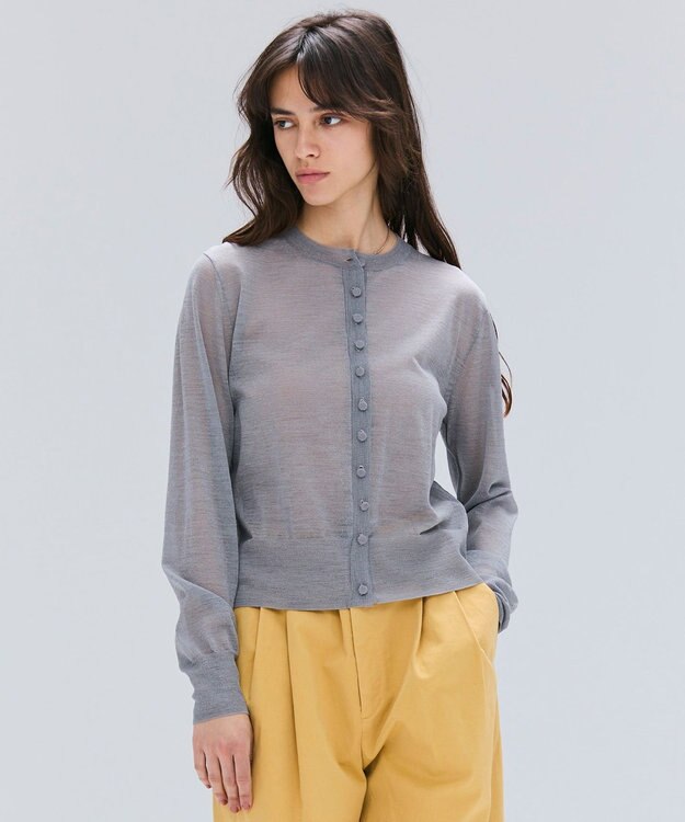 BEIGE， 【洗える・Oggi 10月号掲載】CADDO / シアーウールカーディガン Md.Gray