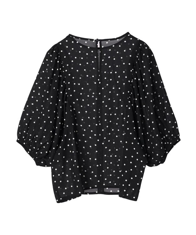 AMERICAN HOLIC ギャザースリーブドットブラウス Black