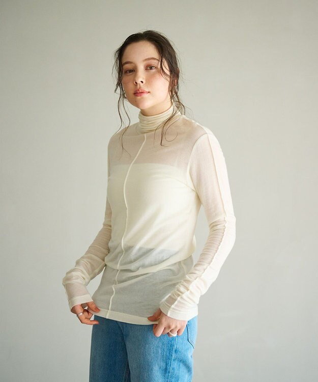 #Newans 【ストレッチ】【カシミヤ混】カシミヤシルクジャージー ホワイト