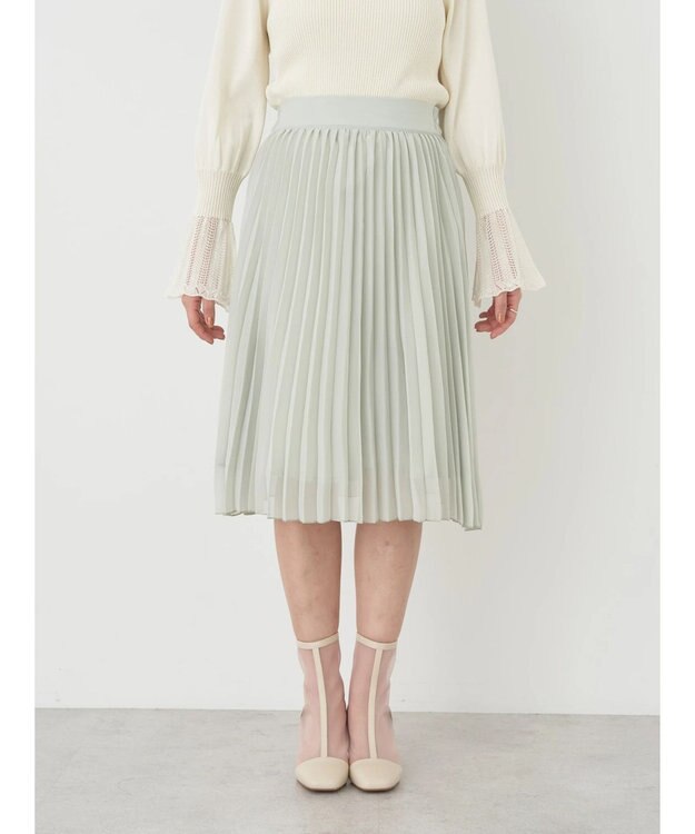 earth music&ecology すきな丈シフォンプリーツスカート Mint