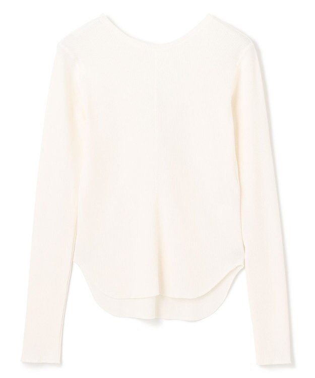 BEIGE， 【洗える】GLOBE / コットンリブ前後2WAYカットソー Ecru