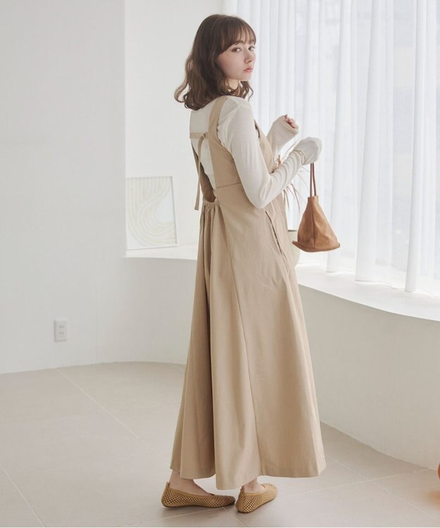 WEGO 【ANGIE VINTAGE】バックベルトジャンパースカート ベージュ