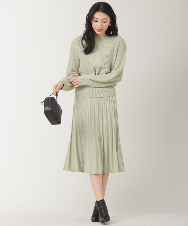 ANY SIS 【セットアップ対応】スフレケーブルニット スカート ミントグリーン