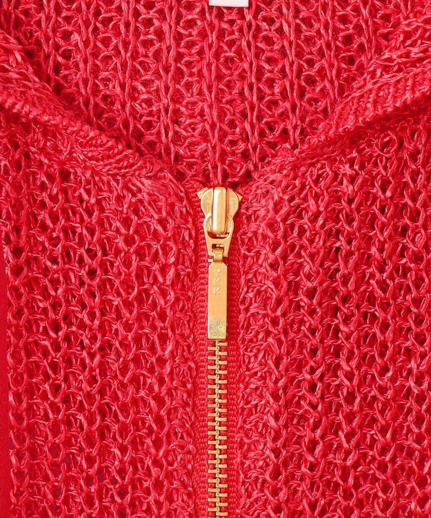 BEIGE， 【洗える】OPTICAL / ペーパーヤーンフーディージップニット Poppy Red