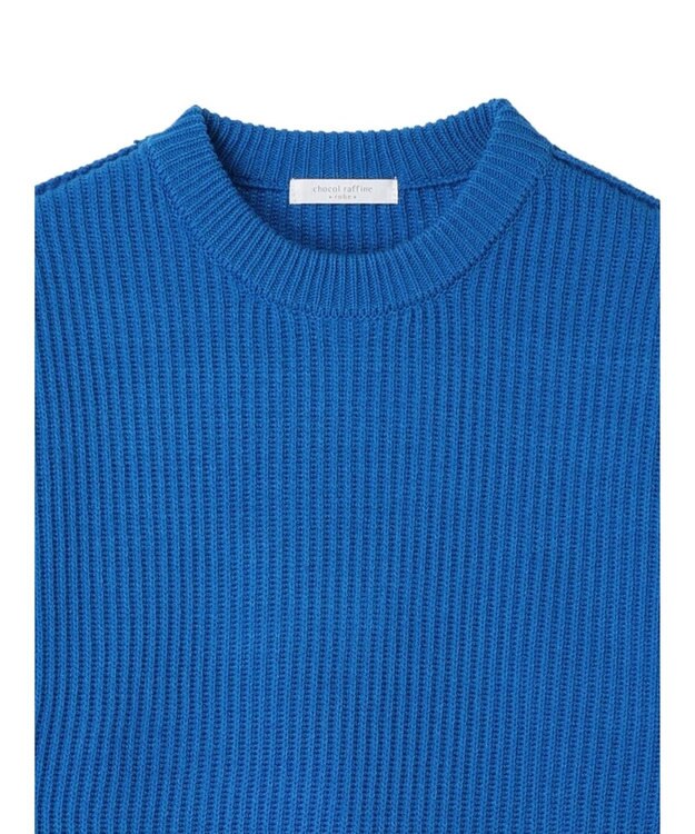 Green Parks 洗える　アゼ編みニットプルオーバー Blue