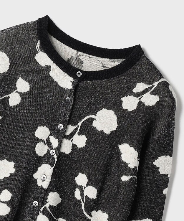 GRACE CONTINENTAL フクレジャガードニットカーディガン ブラック