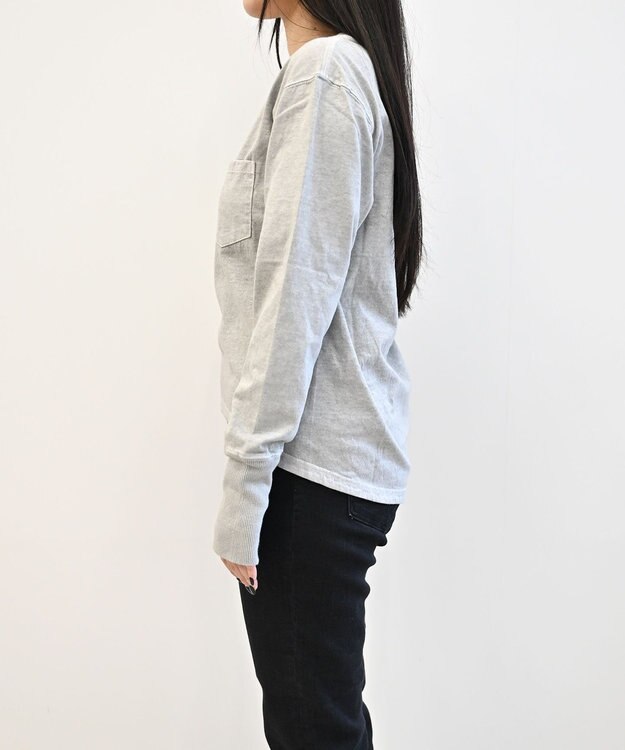 caqu caqu x good on long sleeve pocket tee リラックスフィットポケットTシャツ ash