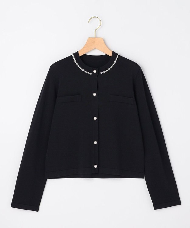 組曲 L 【先行予約・WEB限定】クリアストレッチビジューレーン カーディガン ブラック系