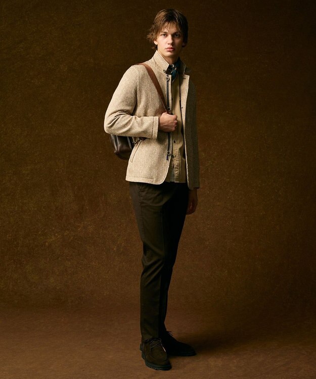 JOSEPH ABBOUD 【ウエストも伸びる！オーガニックコットン使用・25AW】トリコチンストレッチ パンツ ダークブラウン系