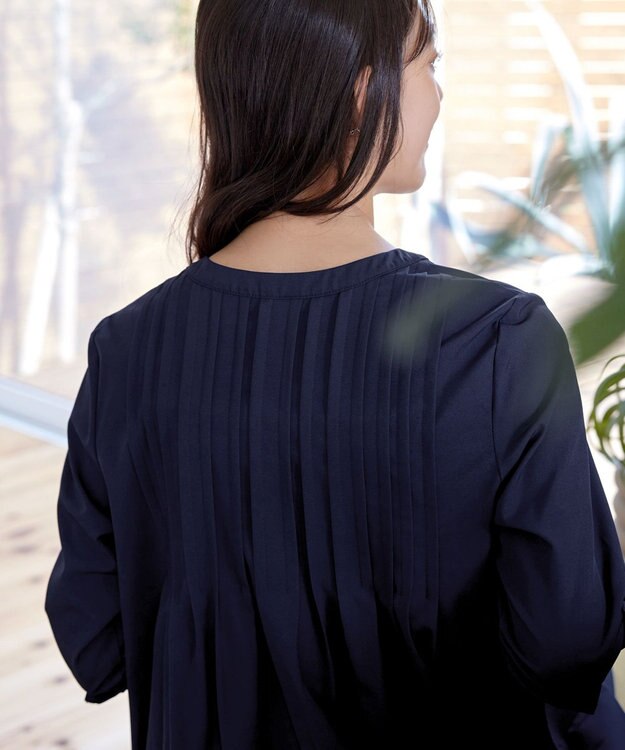 Tiaclasse 【洗える】ランダムタックチュニックワンピ―ス ネイビー