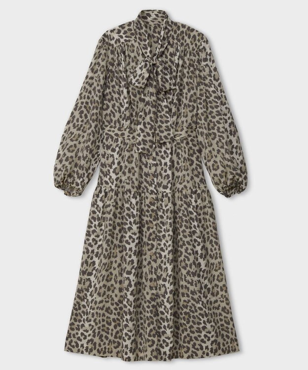 GRACE CONTINENTAL レオパードドレープドレス ベージュ