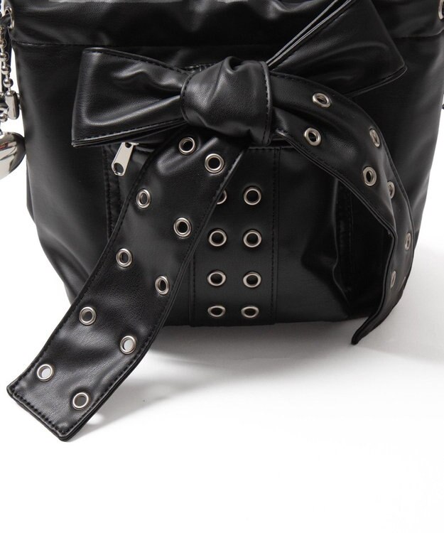 WEGO チャーム付きハトメリボンショルダー ブラック