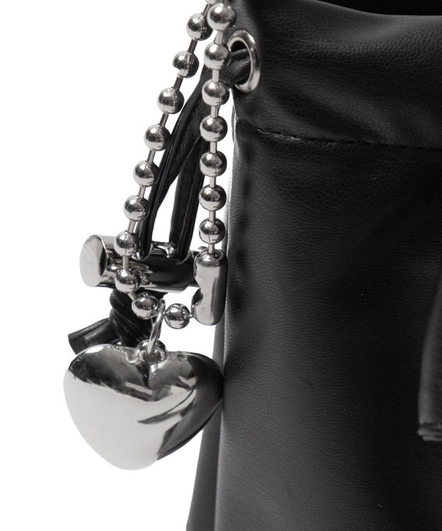 WEGO チャーム付きハトメリボンショルダー ブラック