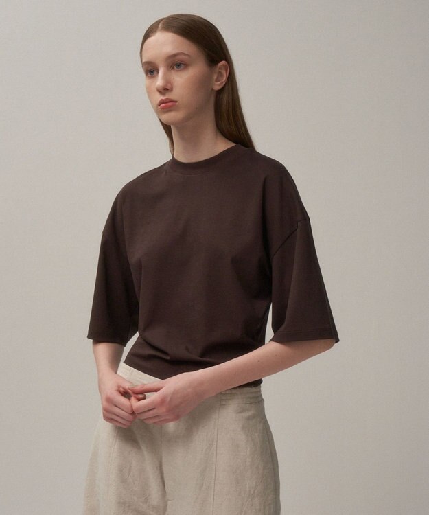 ATON 80/ FRESCA SMOOTH | ワイドスリーブＴシャツ DARK BROWN