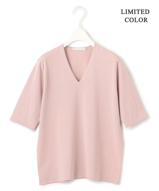 ICB 【洗える】シンセティックハイゲージ 半袖ニット ピンク系［WEB限定]