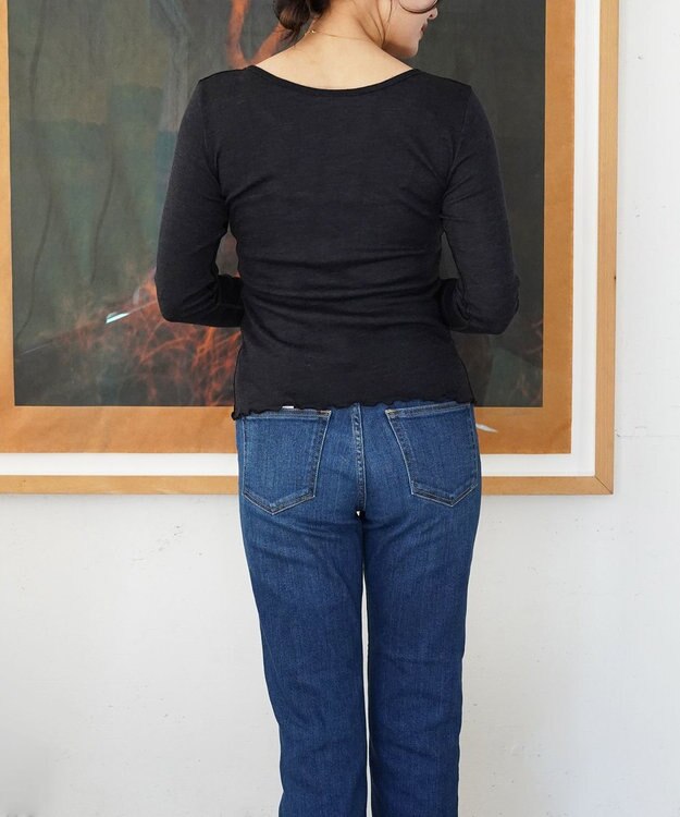 TOQUE 〈大草直子さんアドバイザー〉【天然素材】アルパカシルクリブ ロングT ブラック