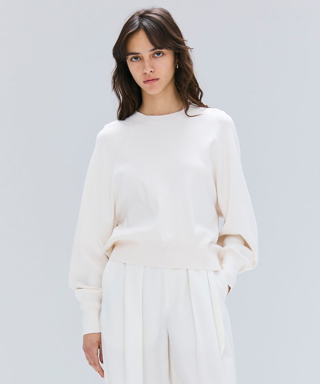 BEIGE， 【洗える】LAURA / ドライタッチバックジップニット Ecru