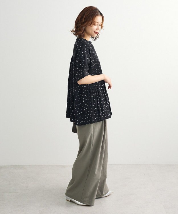 Green Parks マジョリカプリーツスキッパーブラウス Flower