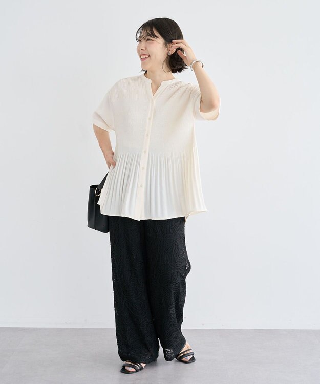 Green Parks マジョリカプリーツスキッパーブラウス Ivory