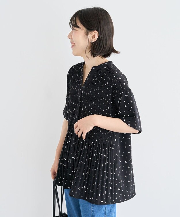 Green Parks マジョリカプリーツスキッパーブラウス Flower