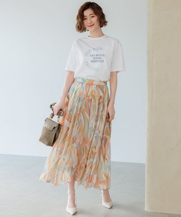 23区 L 【SLOW/一部店舗限定】エフォートレス プリントTシャツ ホワイト系