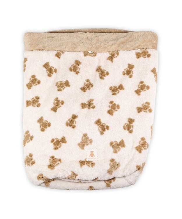 PET PARADISE ペットパラダイス くまちゃん織り 遠赤外線  筒型 寝袋  Ｌ ホワイト×ブラウン