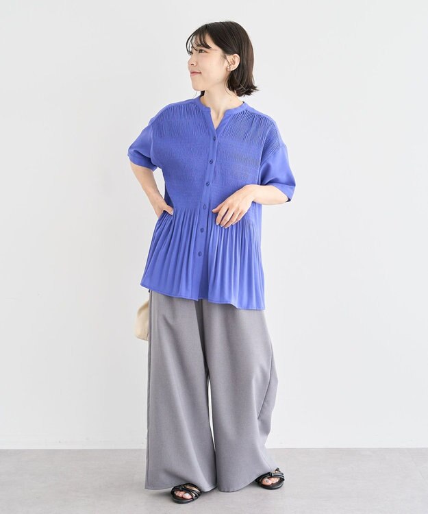 Green Parks マジョリカプリーツスキッパーブラウス Purple