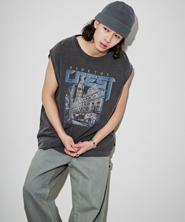 WEGO 【ユニセックス着用アイテム/手洗い可】ピグメントグラフィックノースリーブ 柄3