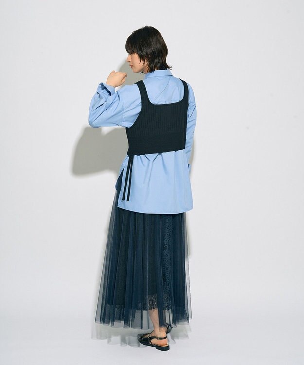 YECCA VECCA 【archive】レースブロッキングチュールスカート Navy