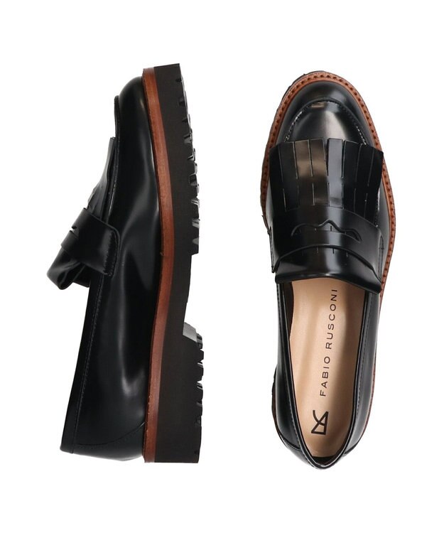 INTER-CHAUSSURES 【FABIO RUSCONI】タンクソールキルト付きローファー ブラック