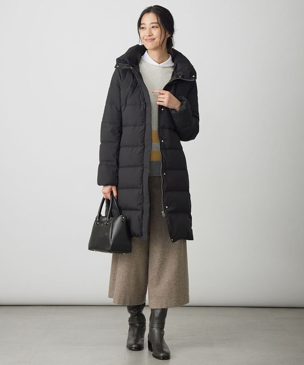 J.PRESS LADIES 【洗える・2way】タフタダウン ロング丈 コート ブラック系