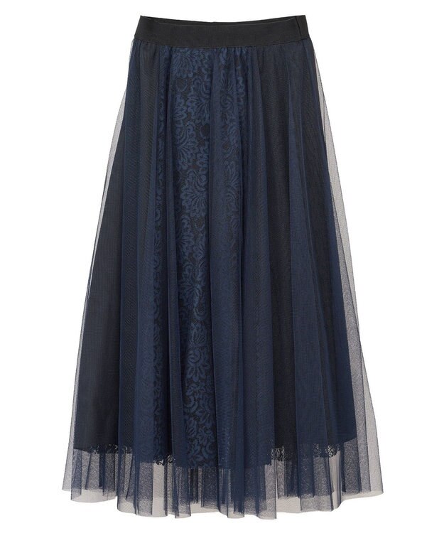 YECCA VECCA 【archive】レースブロッキングチュールスカート Navy