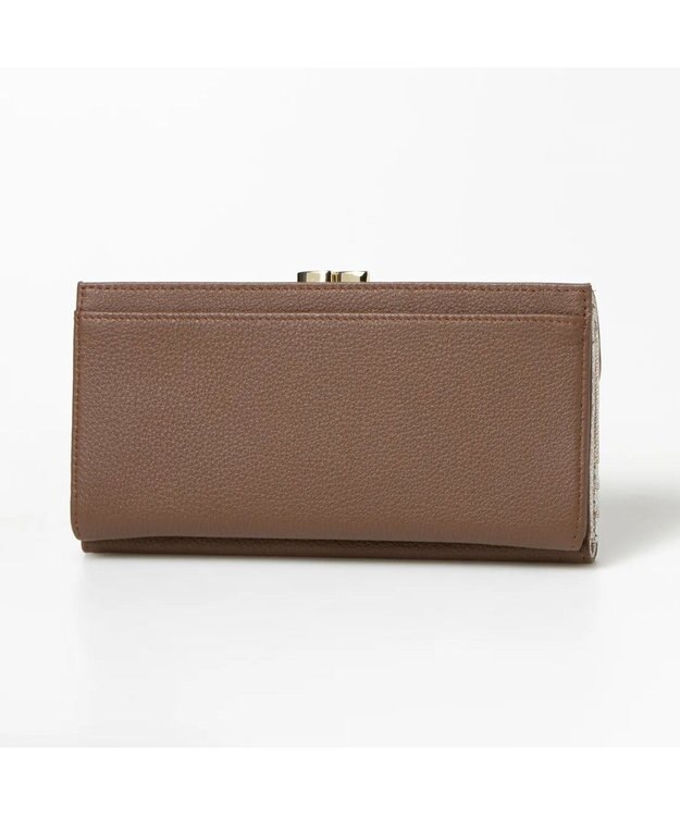 UNBILLION perche カラーコンビレザーかぶせ外がま口長財布 ブラウン