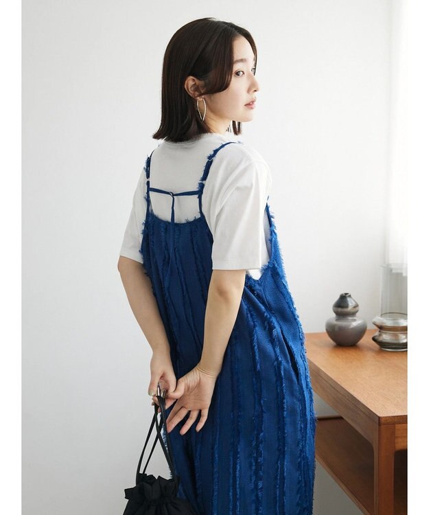 Green Parks フェザージャガードキャミワンピース Blue