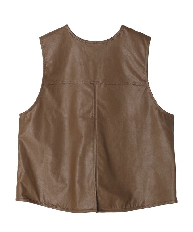 Green Parks フェイクレザーベスト Brown