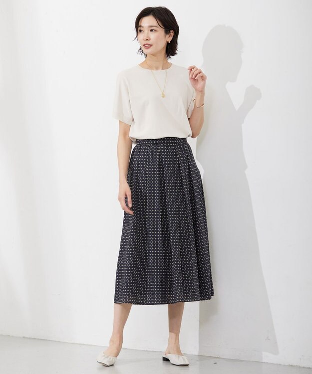 J.PRESS LADIES 【洗える】 レーヨンエリートストレッチ ドルマン ニット Tシャツ ベージュ系