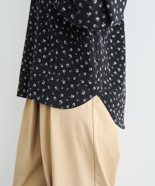 YECCA VECCA 2wayボリューム袖花柄ブラウス Black