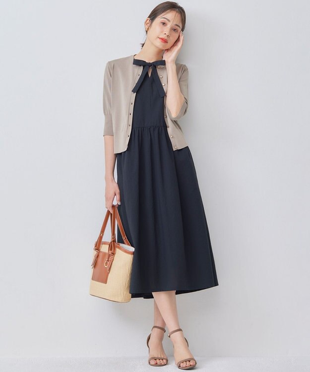 組曲 【洗える・6色展開】CANDYボタン 半袖カーディガン トープ系