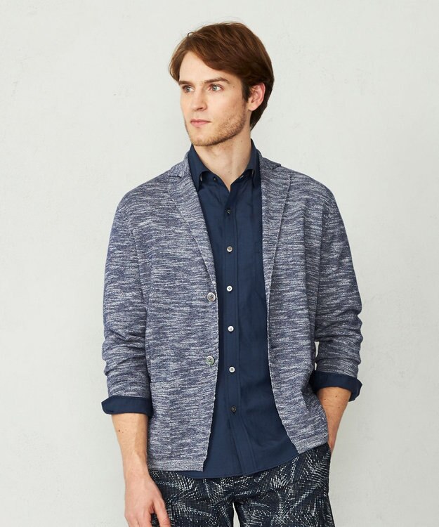 JOSEPH ABBOUD 【サスティナブル】スラブギマ カーディガン ブルー系